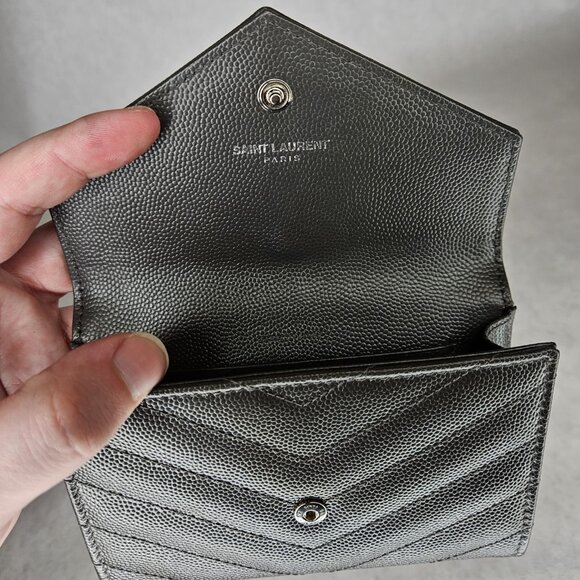 YSL Yves Saint Laurent Cassandra Asphalt Small Wallet Coin Pouch Card Holder - Picture 9 of 13